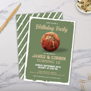 Invitation Vintage Boys Basketball Deux Personnes Anniversair