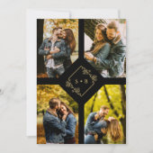 Invitation Vintage Branches Diamond Shape Golden 4 Photos (Devant)