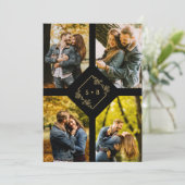 Invitation Vintage Branches Diamond Shape Golden 4 Photos (Debout devant)