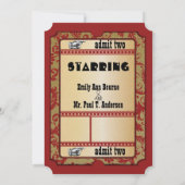 Invitation Vintage Broadway Poster Gold Movie Ticket Mariage (Dos)