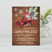 Invitation Vintage Buffalo Red Truck & Gnomes Christmas Eve (Debout devant)