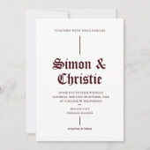 Invitation Vintage Burgundy Photo Collage QR Code Wedding (Devant)