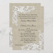 Invitation Vintage Burlap et Mariage de dentelle (Devant / Derrière)