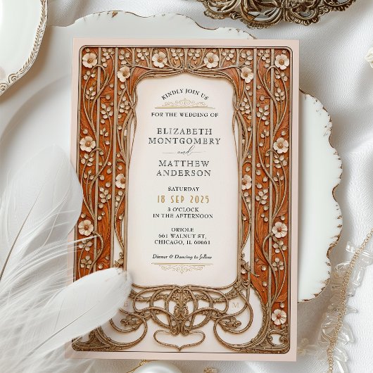 Invitation Vintage Burnt Orange Mariage