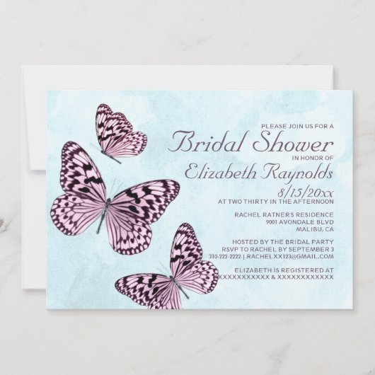 Invitation Vintage Butterflies (Devant)