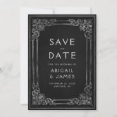 Invitation Vintage cadre Black Silver Wedding Enregistrer la (Devant)
