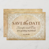 Invitation Vintage cadre en dentelle rustique Enregistrer la (Devant / Derrière)