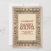 Invitation Vintage cadre Ethnic Motif Mariage (Devant)