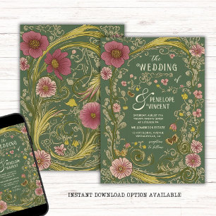 Invitation Vintage cadre floral