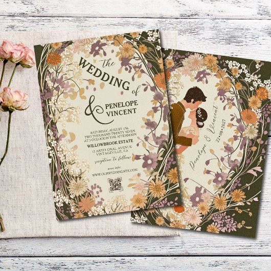 Invitation Vintage cadre floral