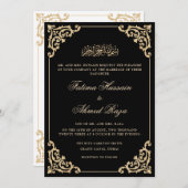 Invitation Vintage cadre noir élégant Script musulman Mariage (Devant / Derrière)