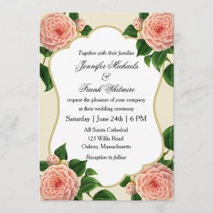 Invitation Vintage Camellia Botanique