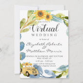 Invitation Vintage Camion Jaune Sunflowers Mariage virtuel da (Devant)