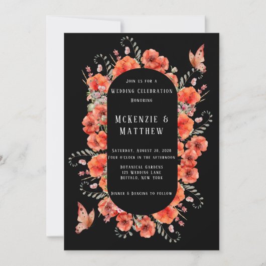 Invitation Vintage Camion Red Poppies Papillon Mariage Invita (Devant)