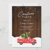 Invitation Vintage camion rouge bois rustique neige Noël (Devant)