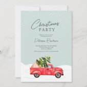 Invitation Vintage camion rouge glace bleu neige Noël (Devant)
