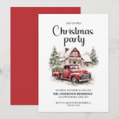 Invitation Vintage Camion Russe Cabine fête de Noël (Devant / Derrière)