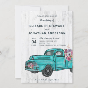 Invitation Vintage Camion Turquoise Russe Boho Mariage Boho B