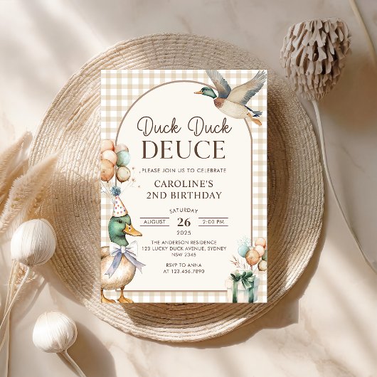 Invitation Vintage Canard Canard Deuce Balloon 2e anniversair