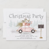 Invitation Vintage Car Woodland Noël Party (Devant)