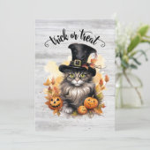Invitation Vintage Cat Rustique Personnalisé Halloween Party (Debout devant)
