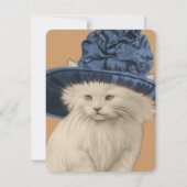 Invitation vintage Cat Tea Party Casquette bleu Vi (Dos)