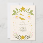 Invitation Vintage céleste Botanique 1er anniversaire (Devant)