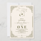 Invitation Vintage céleste Botanique 1er anniversaire (Devant)