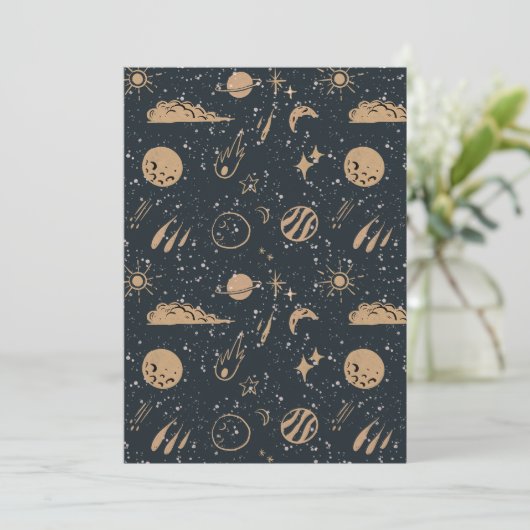 Invitation Vintage Celestial Space Pattern (Debout devant)