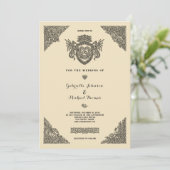 Invitation Vintage Celtic Knot Dragon Crest Wedding (Debout devant)
