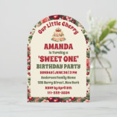 Invitation Vintage cerise 'Sweet One' 1er anniversaire (Debout devant)