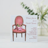 Invitation Vintage chaise Tulips Fête des mariées bleue (Debout devant)