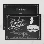 Invitation vintage Chalk Baby shower Chalkboard (Devant / Derrière)