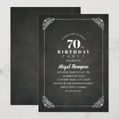 Invitation Vintage Chalkboard Adulte 70e anniversaire (Devant / Derrière)