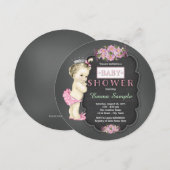 Invitation Vintage Chalkboard Baby Girl Douche (Devant / Derrière)