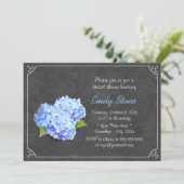 Invitation Vintage Chalkboard Blue Hydrangea Fête des mariées (Debout devant)