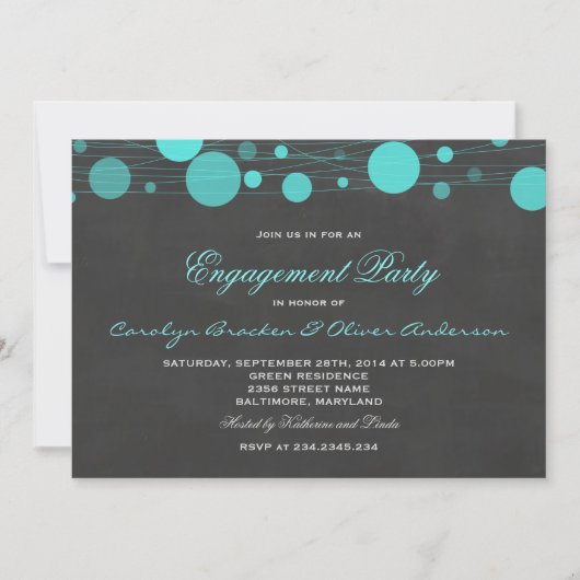 Invitation Vintage Chalkboard Blue Lanterne (Devant)