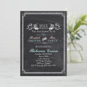 Invitation vintage Chalkboard brique douche thé (Debout devant)