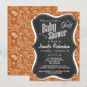 Invitation Vintage Chalkboard Burange Paisley; Floral (Devant / Derrière)