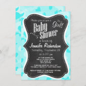 Invitation Vintage Chalkboard; Camo Celeste; Camouflage (Devant / Derrière)