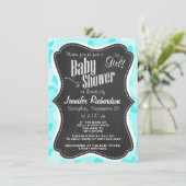 Invitation Vintage Chalkboard; Camo Celeste; Camouflage (Debout devant)