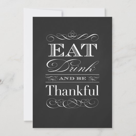 Invitation Vintage Chalkboard Classic Thanksgiving Dîner (Devant)