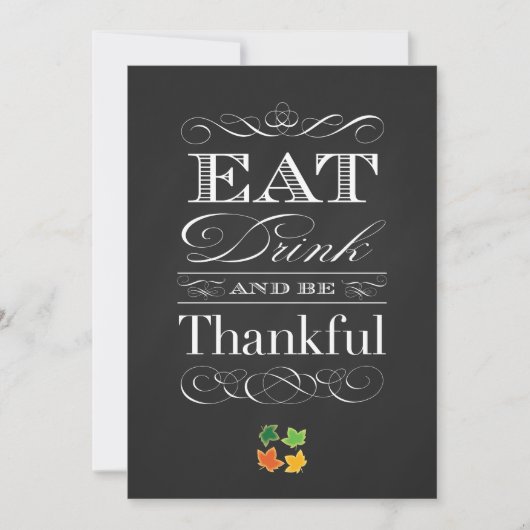 Invitation Vintage Chalkboard Classic Thanksgiving Dîner (Devant)