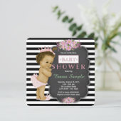 Invitation Vintage Chalkboard Ethnic Baby Girl Douche (Debout devant)