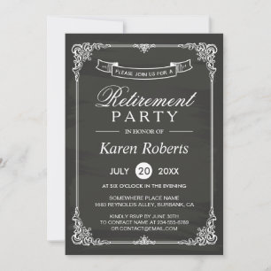 Invitation Vintage Chalkboard Frame Elegant Retraite Party