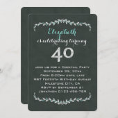 Invitation Vintage Chalkboard Laurel 40e anniversaire (Devant / Derrière)
