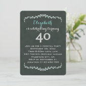 Invitation Vintage Chalkboard Laurel 40e anniversaire (Debout devant)