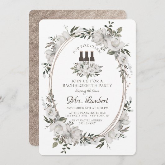 Invitation Vintage Cherish Pop Fizz Clink Bachelorette (Devant / Derrière)