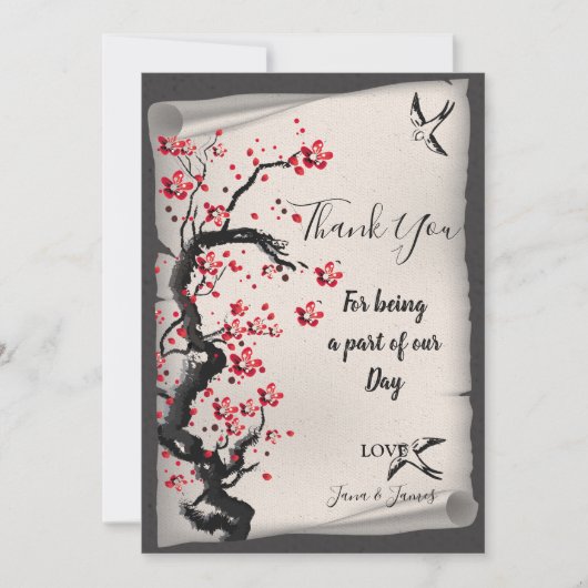 Invitation Vintage Cherry Blossom merci (Devant)