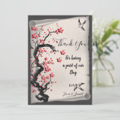 Invitation Vintage Cherry Blossom merci (Debout devant)